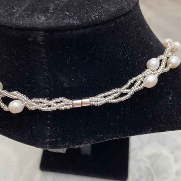 Freshwater pearl necklace  & beaded bracelet   set - Picture 6 of 7